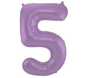 Folat Folie ballon cijfer 5 Mat Paars Metallic | 86cm Folat Folie ballon cijfer 5 Mat Paars Metallic | 86cm