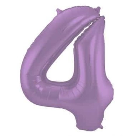 Folat Folienballon Nummer 4, mattlila-metallic | 86 cm