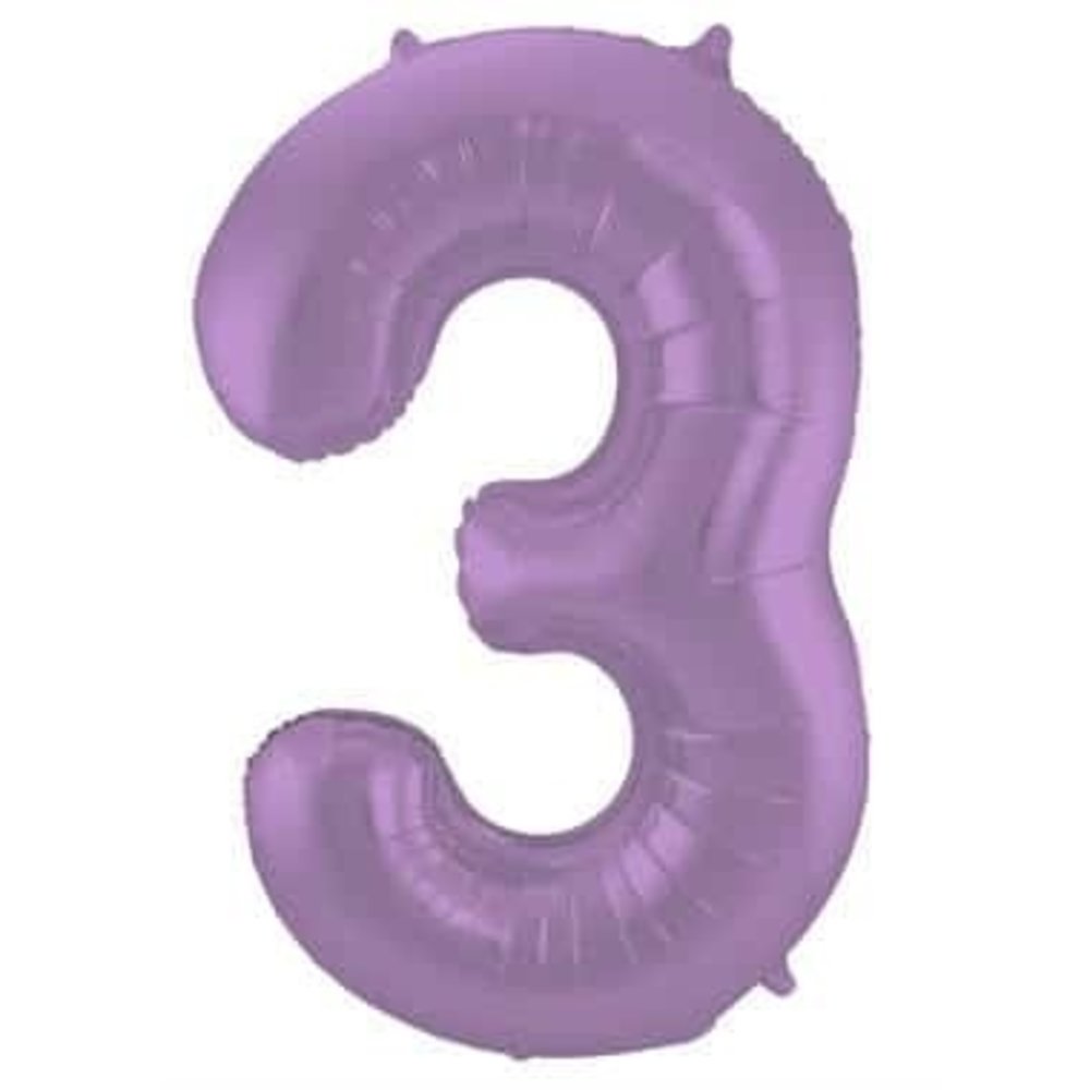 Folat Folienballon Zahl 3, mattlila-metallic | 86 cm