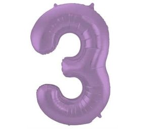 Folat Folie ballon cijfer 3 Mat Paars Metallic | 86cm Folat Folie ballon cijfer 3 Mat Paars Metallic | 86cm
