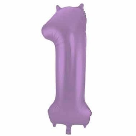 Folat Ballon en aluminium chiffre 1 violet métallisé mat | 86 cm