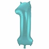 Folat Foil Balloon Number 1 Matte Aqua Metallic | 86cm Folat Foil Balloon Number 1 Matte Aqua Metallic | 86cm
