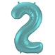 Folat Foil Balloon Number 2 Matte Aqua Metallic | 86cm