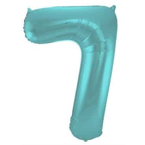 Folat Foil Balloon Number 7 Matte Aqua Metallic | 86cm