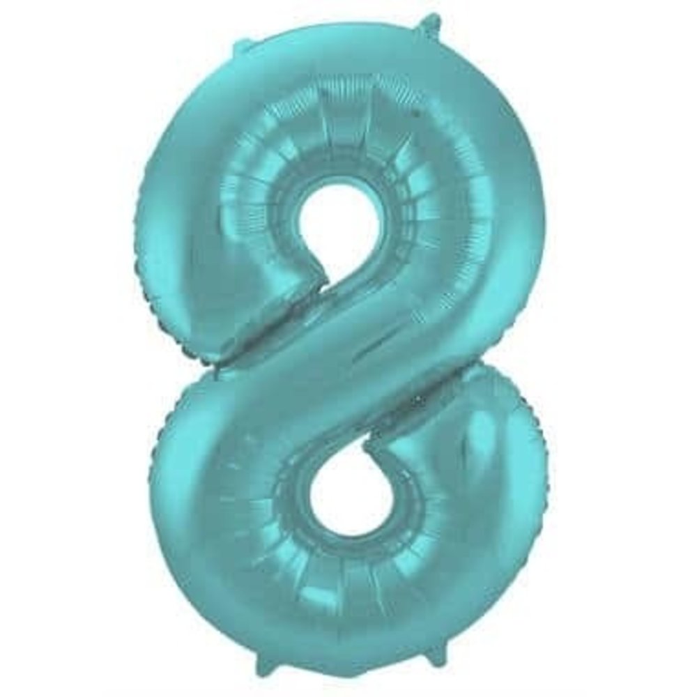 Folat Folienballon Nummer 8, matt aquametallic | 86 cm