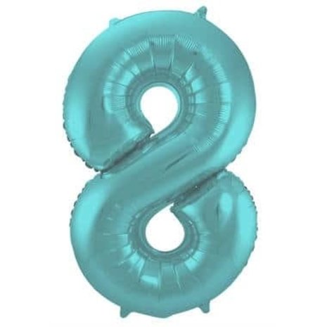 Folat Folienballon Nummer 8, matt aquametallic | 86 cm