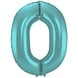 Folat Foil Balloon Number 0 Matte Aqua Metallic | 86cm