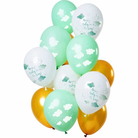 Ensemble de ballons Baby Cloud Menthe | 12 pièces