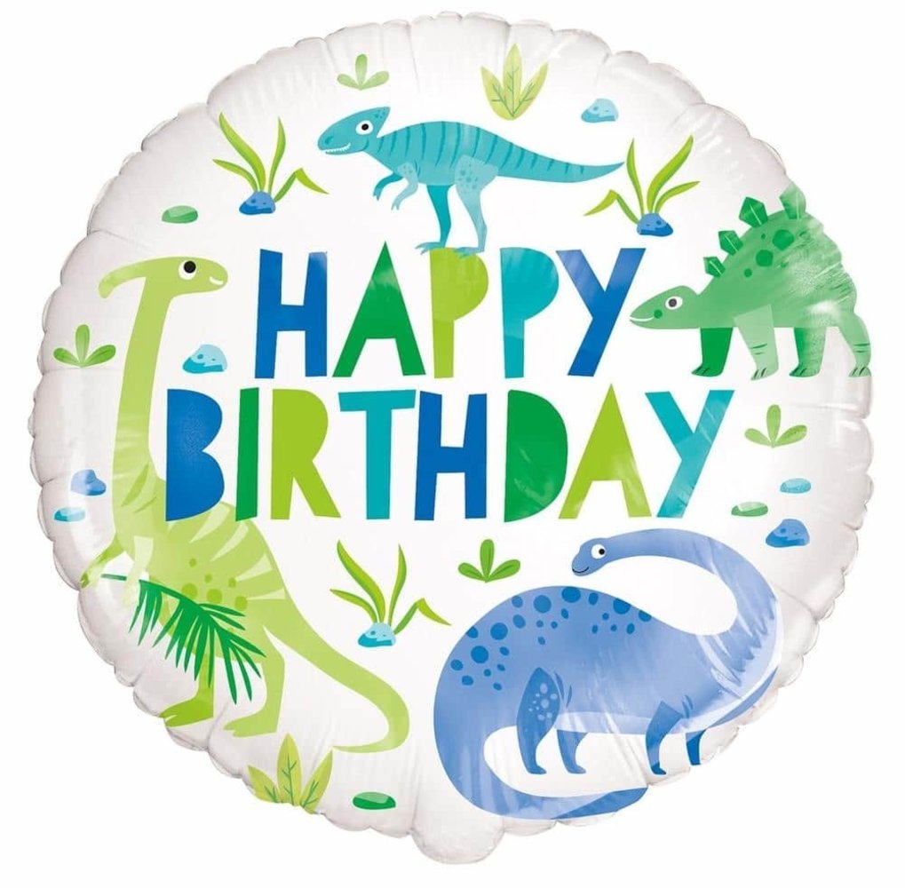 Unique Party Dinosaur Helium Balloon Blue & Green 45cm Deflated | per piece