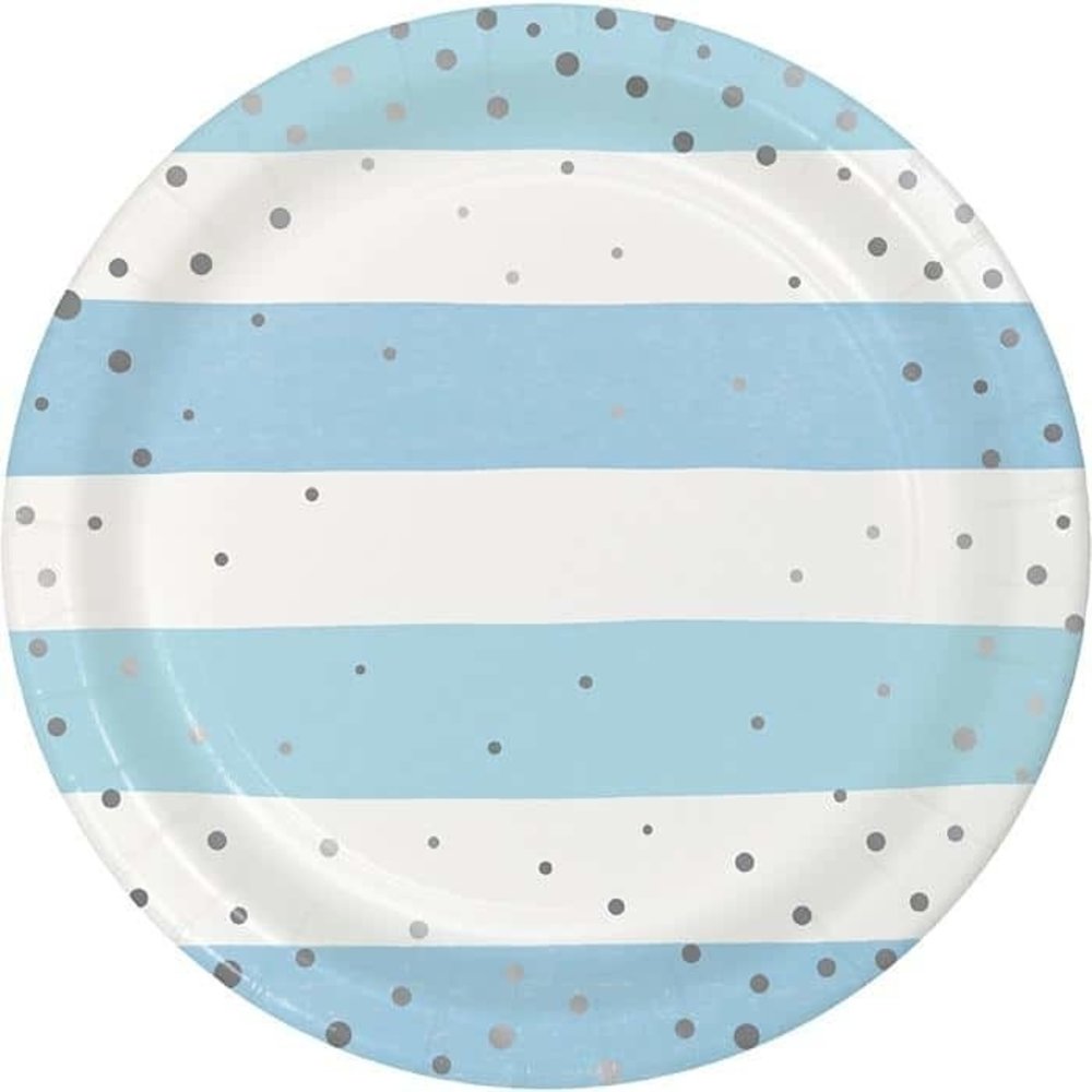 Creative Converting Borden blauw en zilver 23cm | 8 stuks Creative Converting Borden blauw en zilver 23cm | 8 stuks