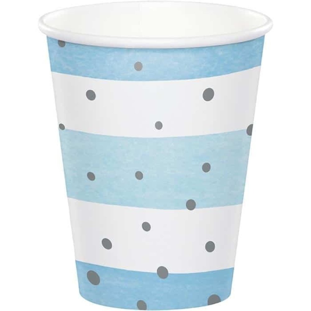 Creative Converting Gobelets pour baby shower bleus et blancs 266 ml | 8 pièces
