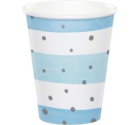 Creative Converting Gobelets pour baby shower bleus et blancs 266 ml | 8 pièces