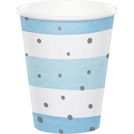 Creative Converting Bekers babyshower blauw en wit 266ml | 8 stuks Creative Converting Bekers babyshower blauw en wit 266ml | 8 stuks
