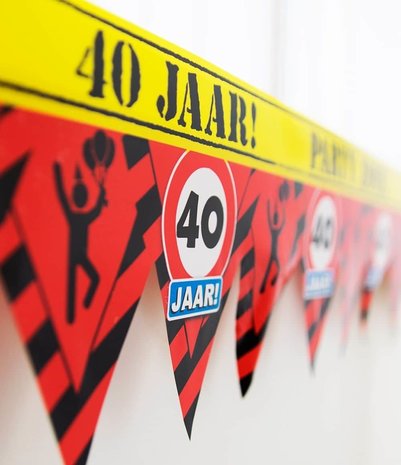 Paper Dreams Absperrband, Verkehrsschild „40 Jahre Partyzone“ | 12 Meter