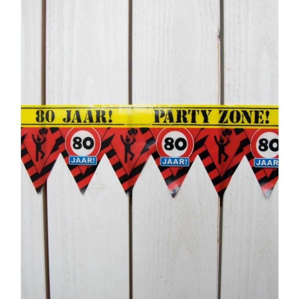 Paper Dreams Afzetlint 80 jaar verkeersbord Partyzone | 12 meter Paper Dreams Afzetlint 80 jaar verkeersbord Partyzone | 12 meter