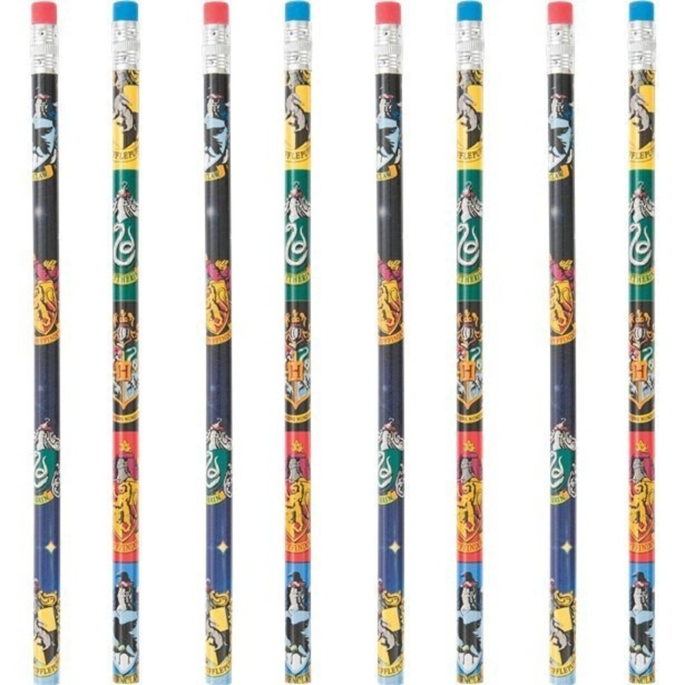 Unique Party Crayons Harry Potter avec gomme 18 cm | Lot de 8