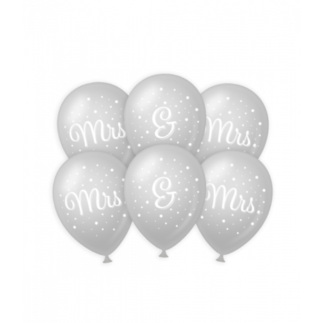 Mrs. & Mrs. Wedding Balloons 30cm | 6 pieces