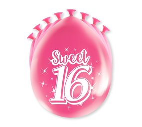 Ballonnen Sweet 16 jaar Party 30cm | 8 stuks Ballonnen Sweet 16 jaar Party 30cm | 8 stuks
