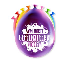 Ballonnen Gefeliciteerd! party 30cm | 8 stuks Ballonnen Gefeliciteerd! party 30cm | 8 stuks