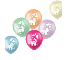 Folat Ballons licorne et arc-en-ciel 33 cm | 6 pièces