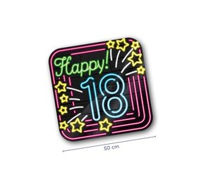 Happy 18 Neon Coasters | 6 pieces Happy 18 Neon Coasters | 6 pieces