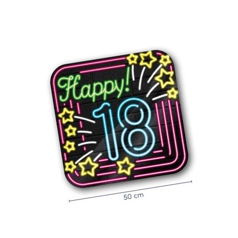 Happy 18 Neon Coasters | 6 pieces