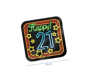 Happy 21 Neon Coasters | 6 pieces