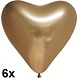 Ballons en forme de cœur doré chromés 30 cm | 6 pièces