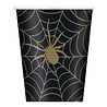 Unique Party Beker spinnenweb zwart-goud 270 ml | 8 stuks Unique Party Beker spinnenweb zwart-goud 270 ml | 8 stuks