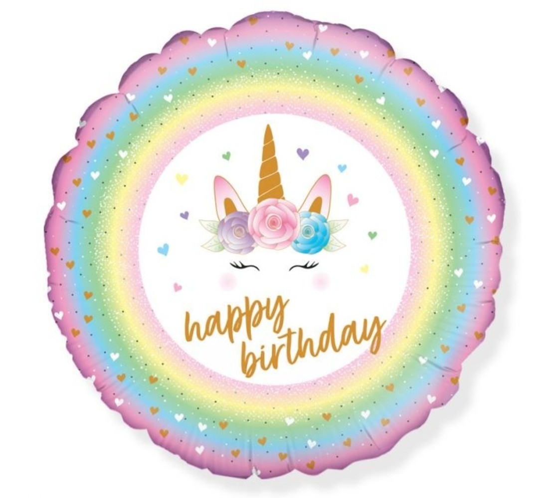 Oaktree Baby-Einhorn-Folienballon „Alles Gute zum Geburtstag“, 45 cm | pro Stück