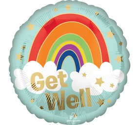 Anagram Get Well Regenboog Helium Ballon Leeg  43cm | per stuk Anagram Get Well Regenboog Helium Ballon Leeg  43cm | per stuk