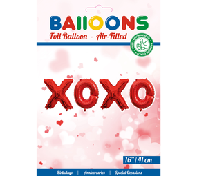 Ensemble de ballons rouges XOXO | 4 ballons en aluminium