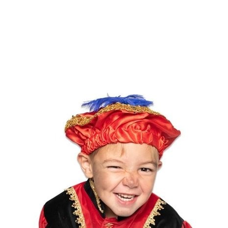 Haza - Witbaard Satin blackface hat with red feather Haza - Witbaard Satin blackface hat with red feather