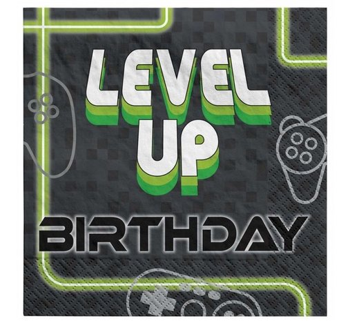 Amscan Level Up Servietten 33x33cm | 16 Stück