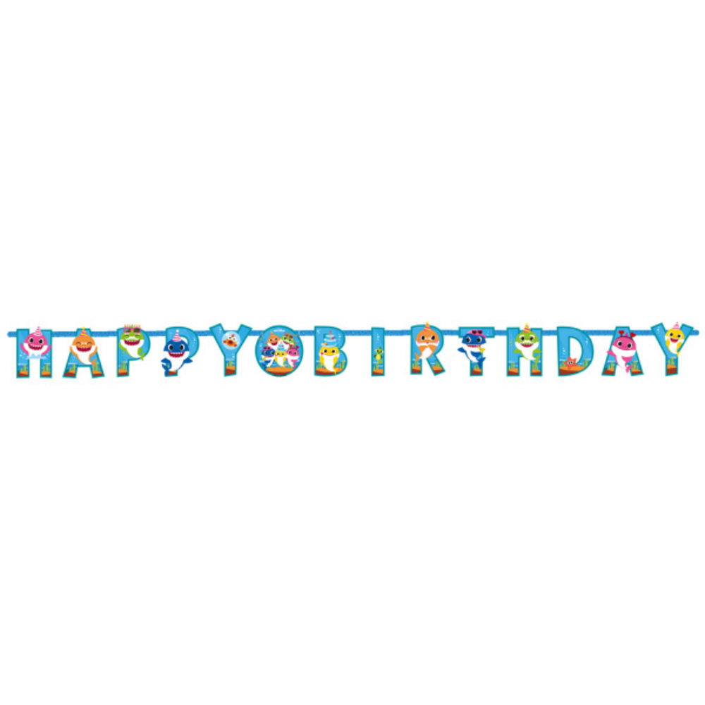 Amscan Baby Shark Buchstabengirlande „Alles Gute zum Geburtstag“ | 180 cm