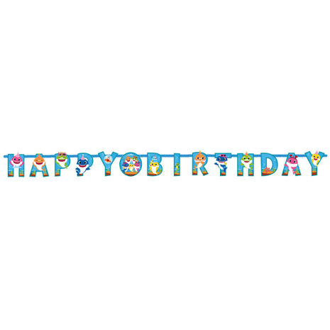 Amscan Baby Shark Buchstabengirlande „Alles Gute zum Geburtstag“ | 180 cm