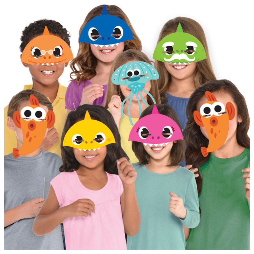 Amscan Baby Shark Maskers | 8 stuks Amscan Baby Shark Maskers | 8 stuks