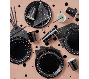 Service de table noir et or rose | 41 pièces