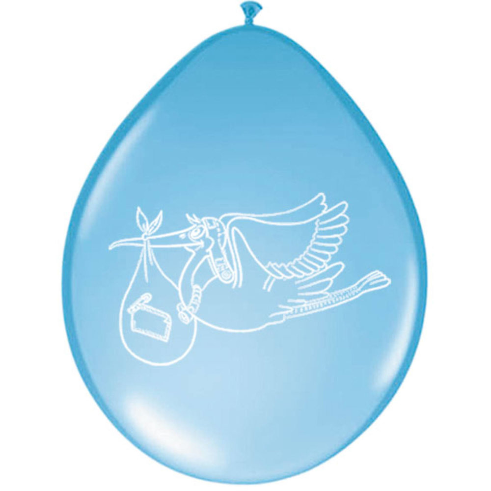 Ballons de naissance Cigogne bleue | 8 pièces