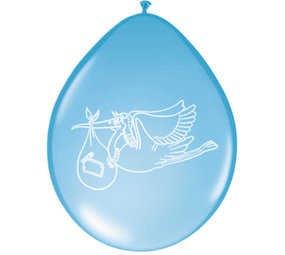 Ballons de naissance Cigogne bleue | 8 pièces