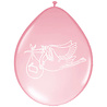 Geburtsballons mit rosa Storchmotiv | 8 Stück Geburtsballons mit rosa Storchmotiv | 8 Stück