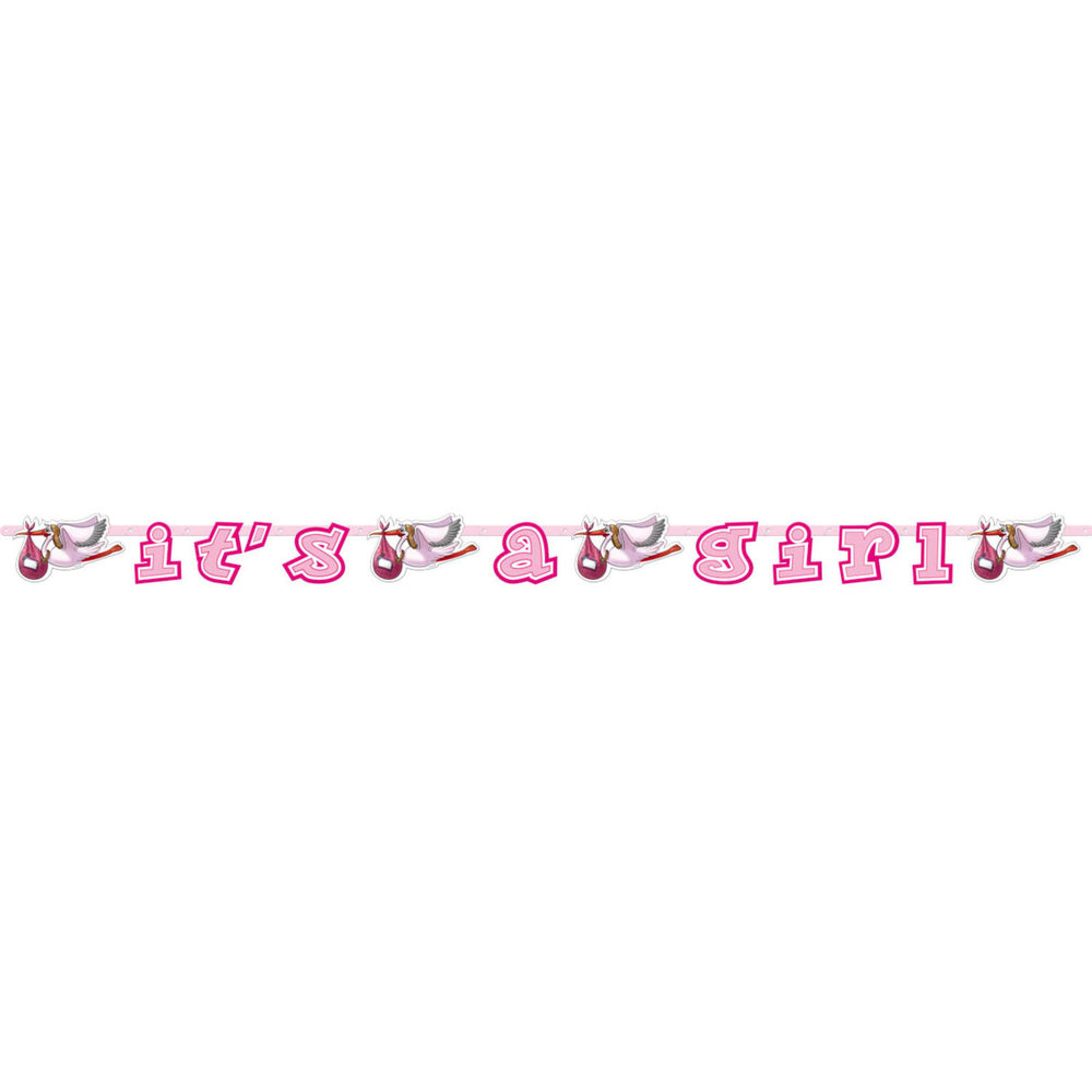 Folat Letterslinger It's a Girl Ooievaar 2mtr | per stuk Folat Letterslinger It's a Girl Ooievaar 2mtr | per stuk