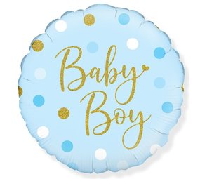 Helium ballon Sparkling Baby Boy Dots | rond 45cm Helium ballon Sparkling Baby Boy Dots | rond 45cm