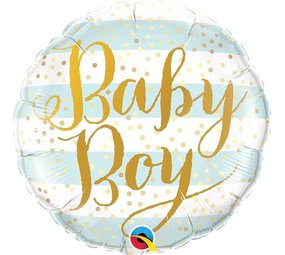 Tuf-Tuf Helium ballon Baby Boy Blue Stripes | rond 46cm Tuf-Tuf Helium ballon Baby Boy Blue Stripes | rond 46cm