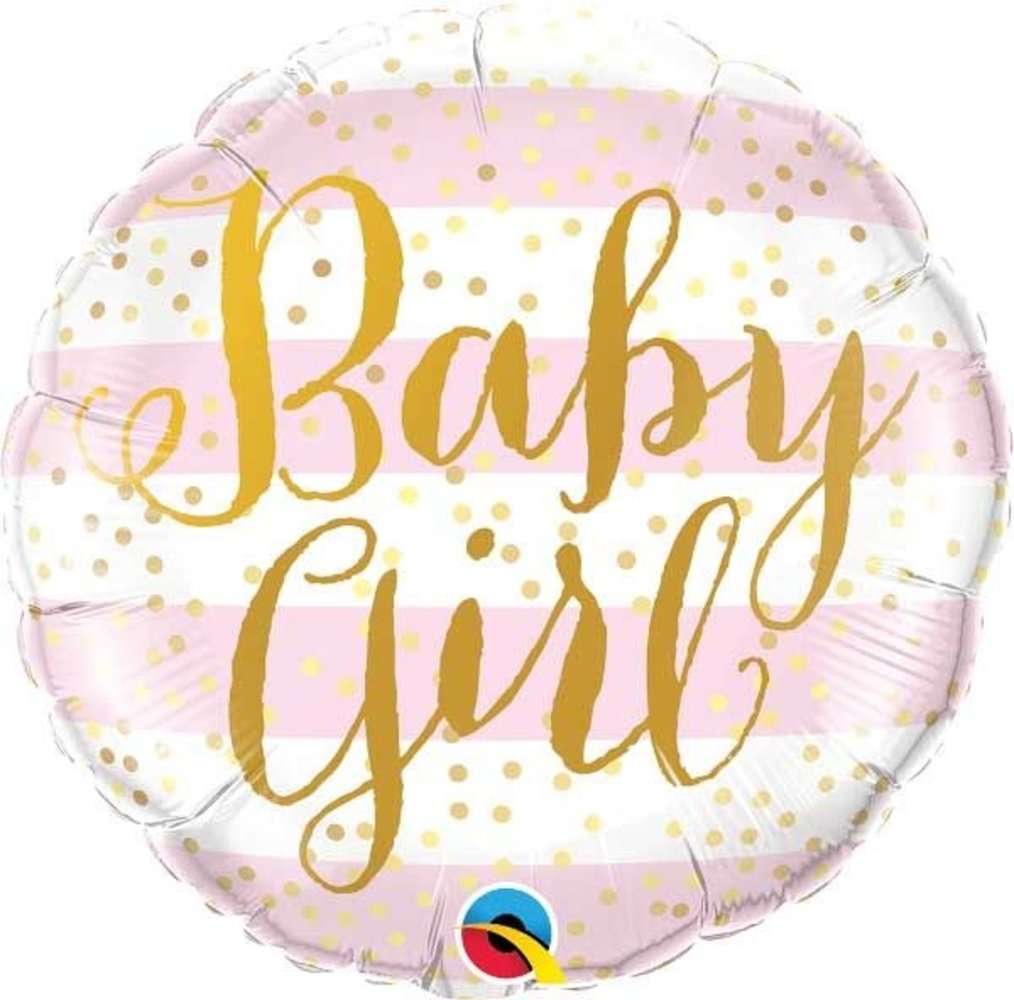 Heliumballon Baby Mädchen Rosa Streifen | ca. 46 cm