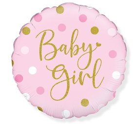 Helium ballon Sparkling Baby Girl Dots | rond 45cm Helium ballon Sparkling Baby Girl Dots | rond 45cm