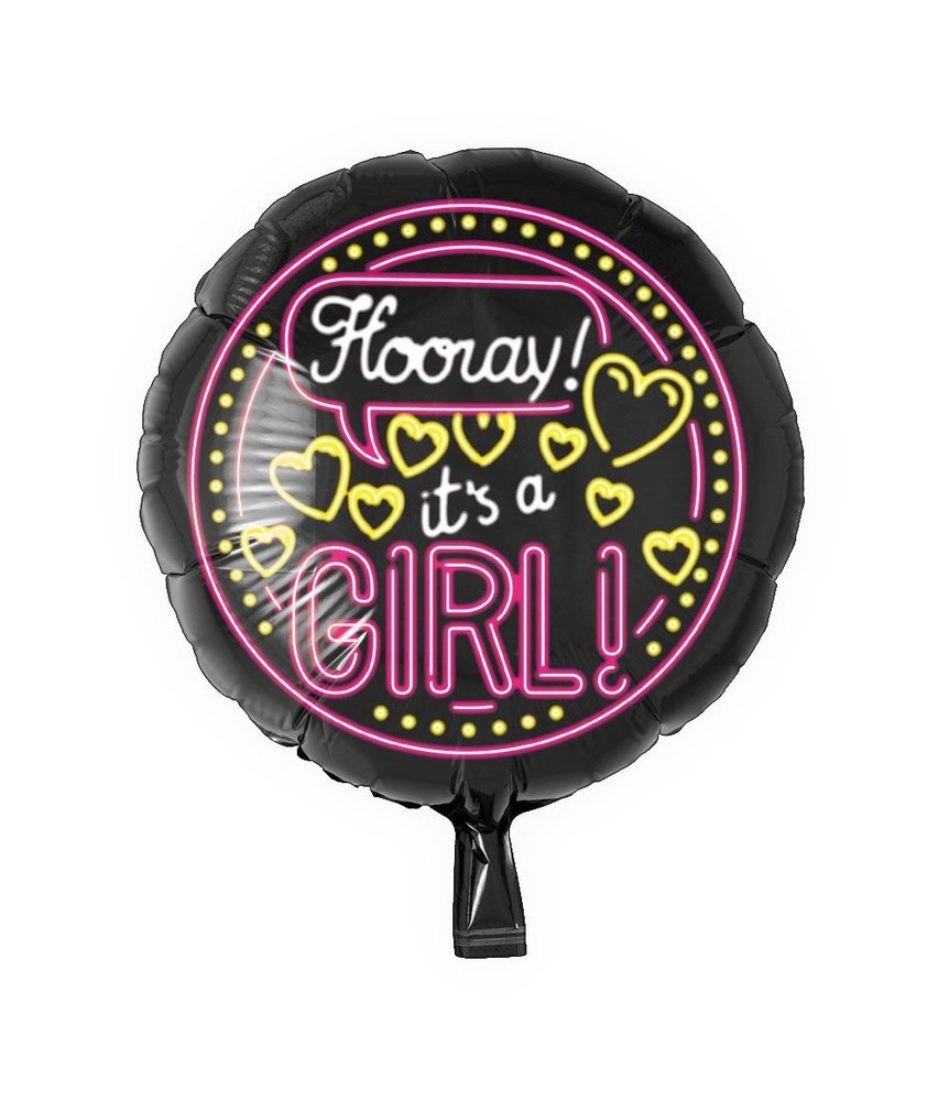 WeFiesta Heliumballon „Hurra, es ist ein Mädchen!“ Neon | 46 cm