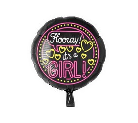WeFiesta Heliumballon „Hurra, es ist ein Mädchen!“ Neon | 46 cm