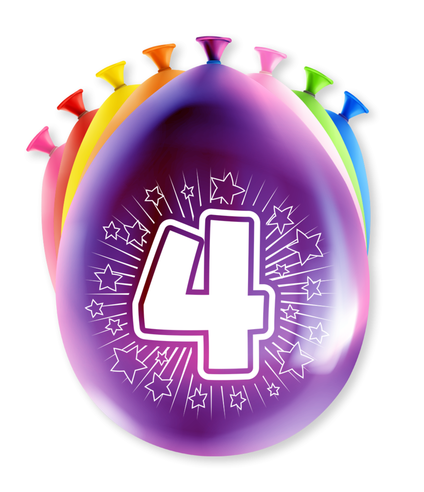 Paper Dreams Ballonnen 4 jaar Party 30cm | 8 stuks Paper Dreams Ballonnen 4 jaar Party 30cm | 8 stuks