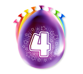 Paper Dreams Ballonnen 4 jaar Party 30cm | 8 stuks Paper Dreams Ballonnen 4 jaar Party 30cm | 8 stuks
